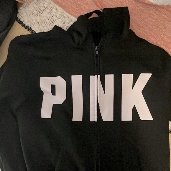Black like new pink zip hoodie. Condition is fantastic - Picture 4 of 5